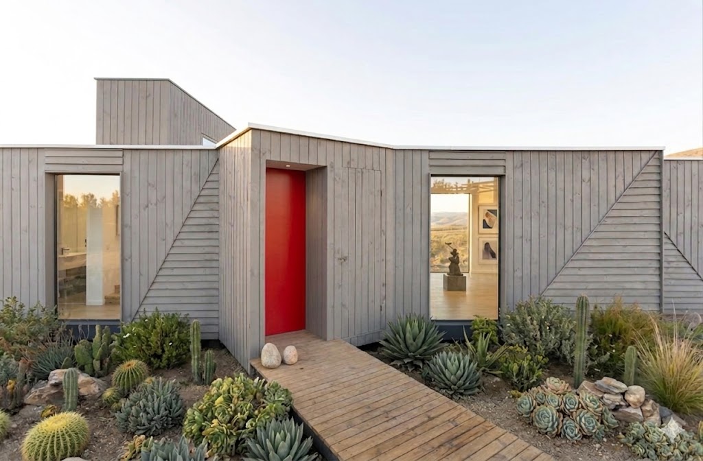 Casa de la Trama Girada — perspectiva del volumen girado sobre el terreno, arquitecto Alejandro Soffia
